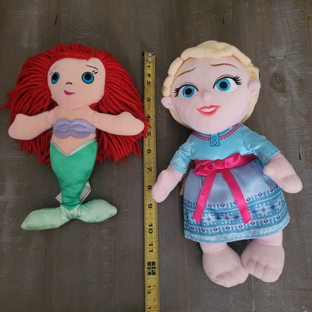 Disney Park Princess Plush Dolls Elsa and Ariel Mermaid Frozen